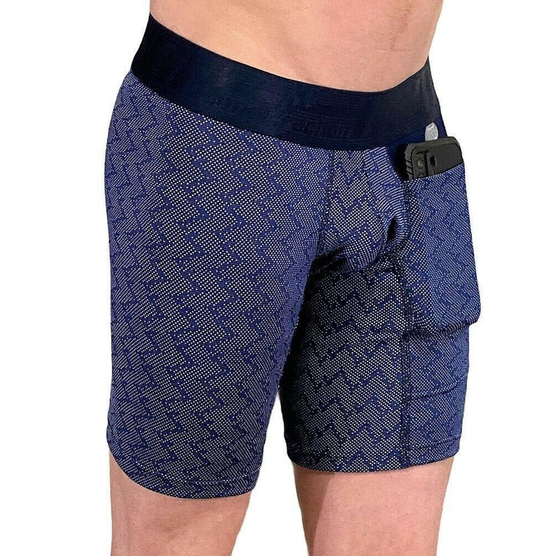 Long Boxer MAO Sports Boxer With Cell Pocket Phone Navy 1111.39 2 - SexyMenUnderwear.com