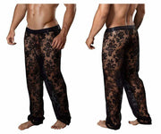 Loungewear CandyMan Lace Lounge Pants Sexy & Romantic Black 99234 10 - SexyMenUnderwear.com