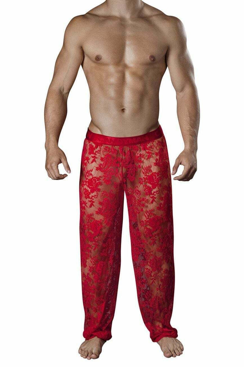 Loungewear CandyMan Lace Lounge Pants Sexy & Romantic Red 99234 10 - SexyMenUnderwear.com