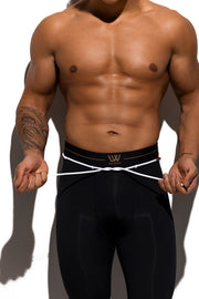 LVW AMSTERDAM Gold Legging Smooth Zippered Sports Leggings Black 18 - SexyMenUnderwear.com