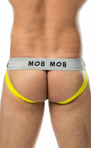Malebasics Classic Stripe Jockstrap MOB Premium Lycra Jock Yellow MBL108 - SexyMenUnderwear.com