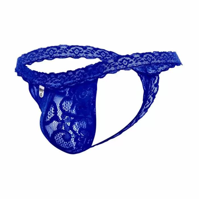 MALEBASICS Lace Thong MOB Eroticwear Waist Thongs Royal MBL29 3 - SexyMenUnderwear.com