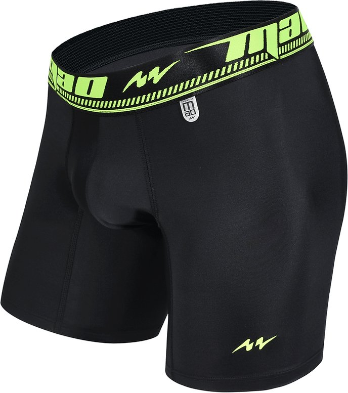 MAO Sports Perfect Fit Boxer Shorts Microfiber With Green Neon Band Black 8 - SexyMenUnderwear.com