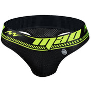 MAO Sports Thong Curved Stretchy Mesh Thongs Maximum Resistance Black/Green 7525 - SexyMenUnderwear.com