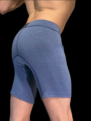 MAO USA Cotton Long Boxer Soft Flexible & Breathable Fabric Steel Blue 1113.4 10 - SexyMenUnderwear.com