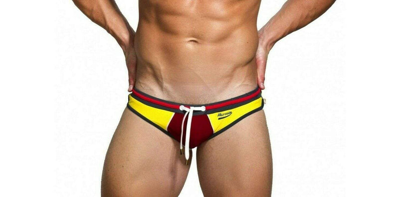 Marcuse Dragon Swim-briefs Swimwear Yellow 06816 2 - SexyMenUnderwear.com