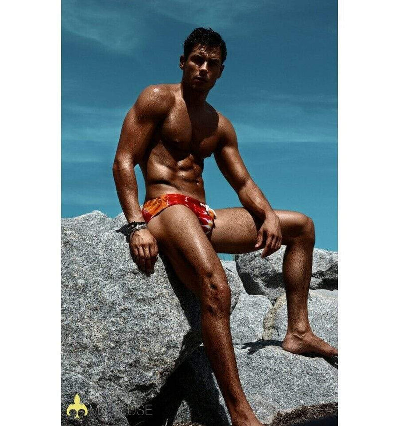 Marcuse Paradise Swim-Brief Swimwear Orange Tie Dye 1 - SexyMenUnderwear.com