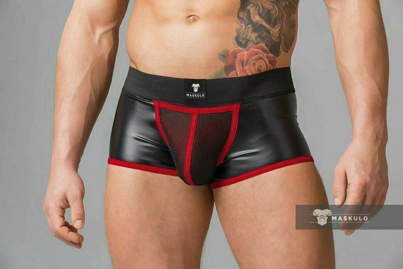 MASKULO Boxer-Jock Combo Bottomless Youngero Mesh Red TR050-10 5 - SexyMenUnderwear.com