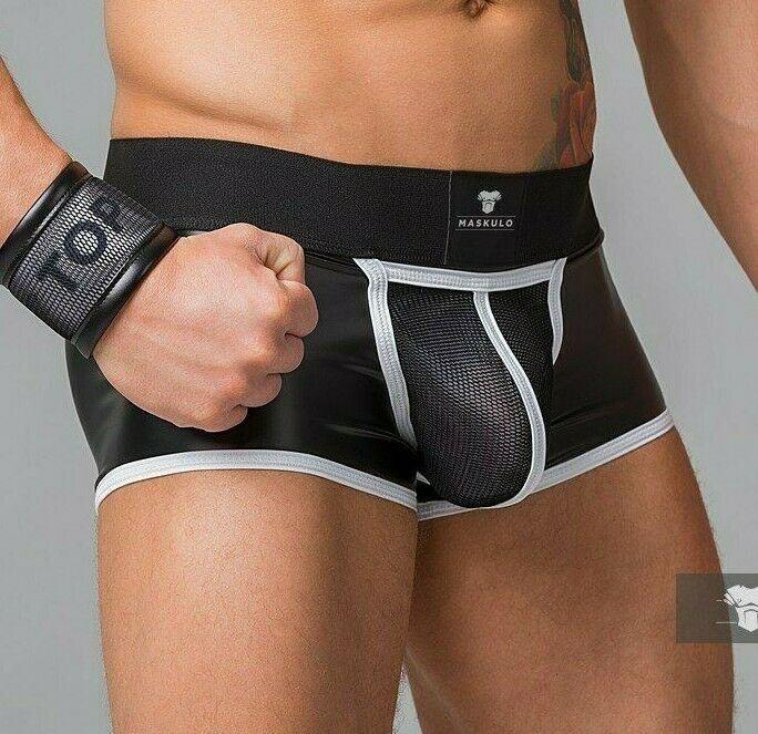 MASKULO Boxer Trunks Backless Youngero Neon White TR050-80 5 - SexyMenUnderwear.com
