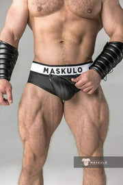 MASKULO Briefs Armored Zippered Detachable Brief Rubber Look BR12-90 3 - SexyMenUnderwear.com