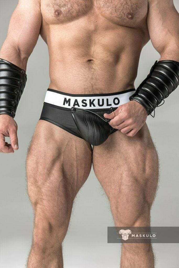 MASKULO Briefs Armored Zippered Detachable Brief Rubber Look BR12-90 3 - SexyMenUnderwear.com