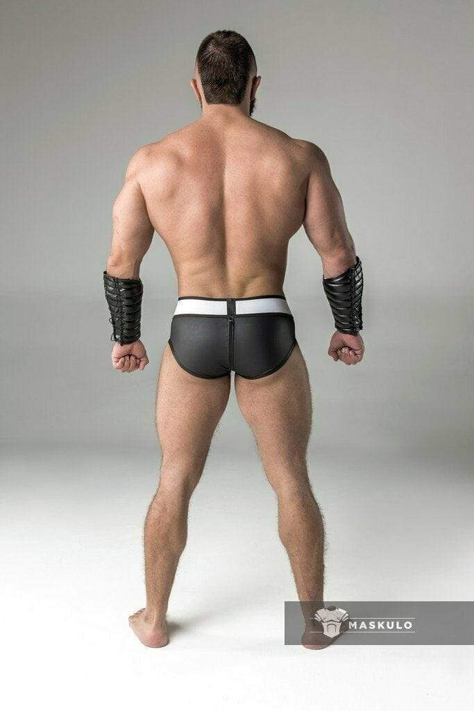 MASKULO Briefs Armored Zippered Detachable Brief Rubber Look BR12-90 3 - SexyMenUnderwear.com