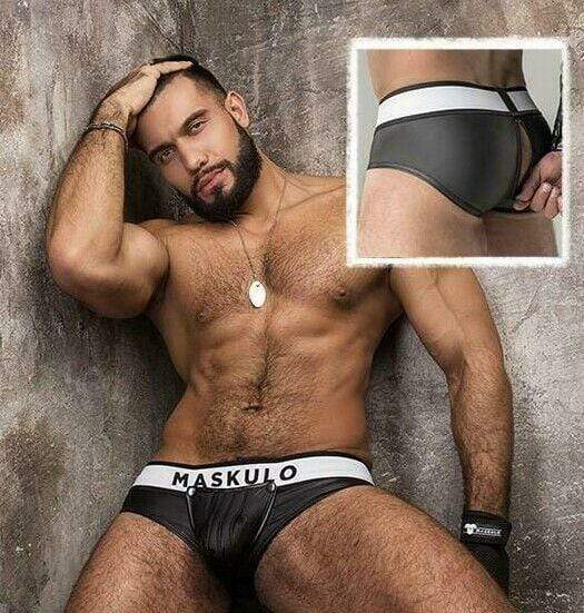MASKULO Briefs Armored Zippered Detachable Brief Rubber Look BR12-90 3 - SexyMenUnderwear.com