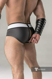 MASKULO Briefs Armored Zippered Detachable Brief Rubber Look BR12-90 3 - SexyMenUnderwear.com