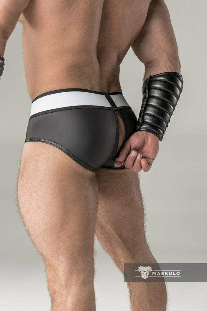 MASKULO Briefs Armored Zippered Detachable Brief Rubber Look BR12-90 3 - SexyMenUnderwear.com