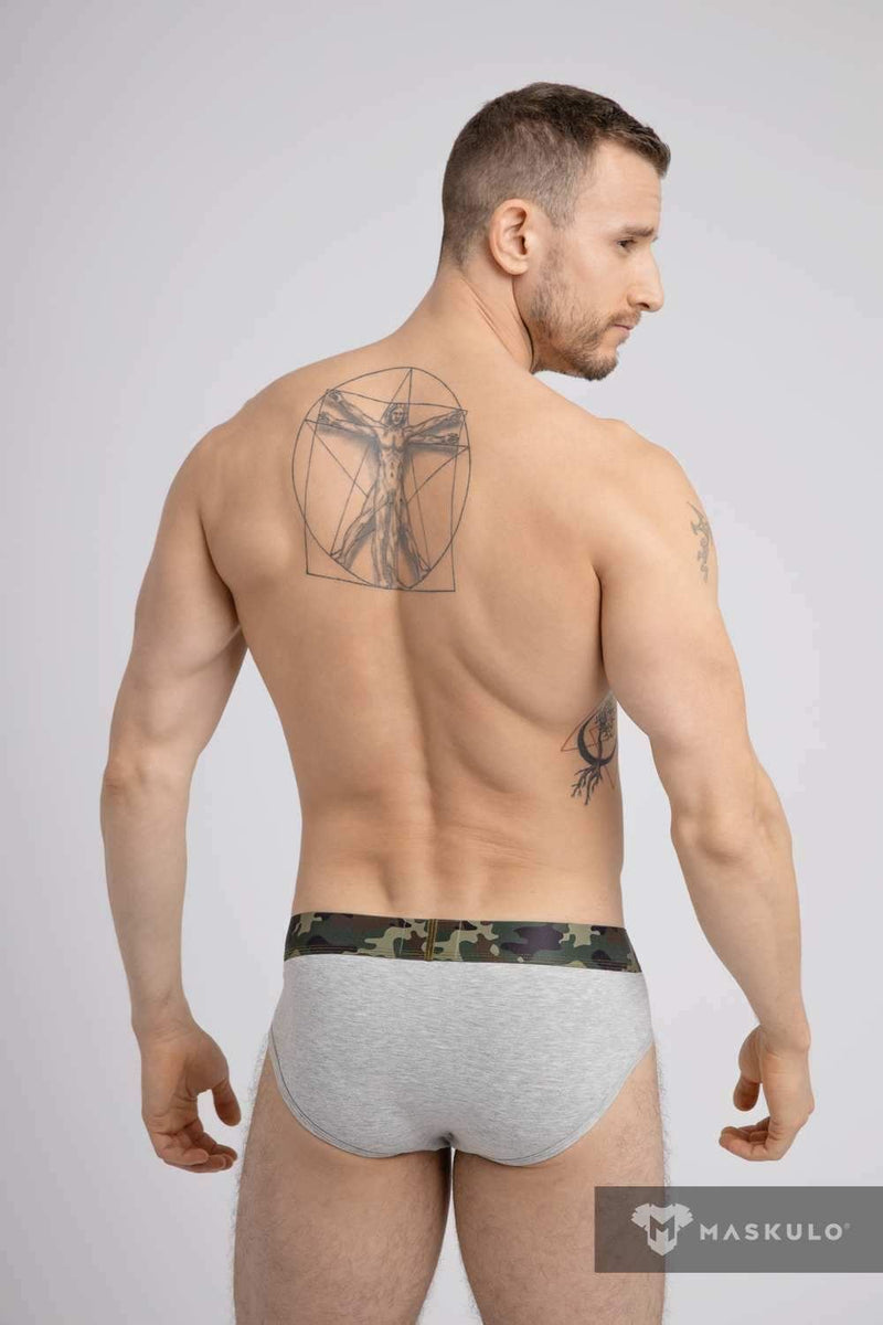 MASKULO Briefs Soft Silky Elastic Band Military Brief Grey BR160-93 24 - SexyMenUnderwear.com