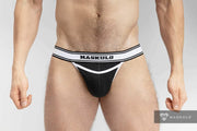 MASKULO College Cotton Jockstraps Two Pockets Codpiece Black Jock JS161-90 28 - SexyMenUnderwear.com