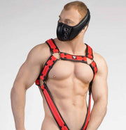 MASKULO Harness Armored Next Fetish Buldog With Cockring Red HR121-10 35 - SexyMenUnderwear.com