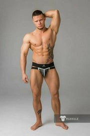 MASKULO Jock 2 Layer 3D Mesh Jockstraps Neon-White JS050-80 12 - SexyMenUnderwear.com