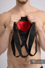 MASKULO Jock Two-Layerd Mesh Jockstrap Soft Microfiber Red JS075-10 26 - SexyMenUnderwear.com