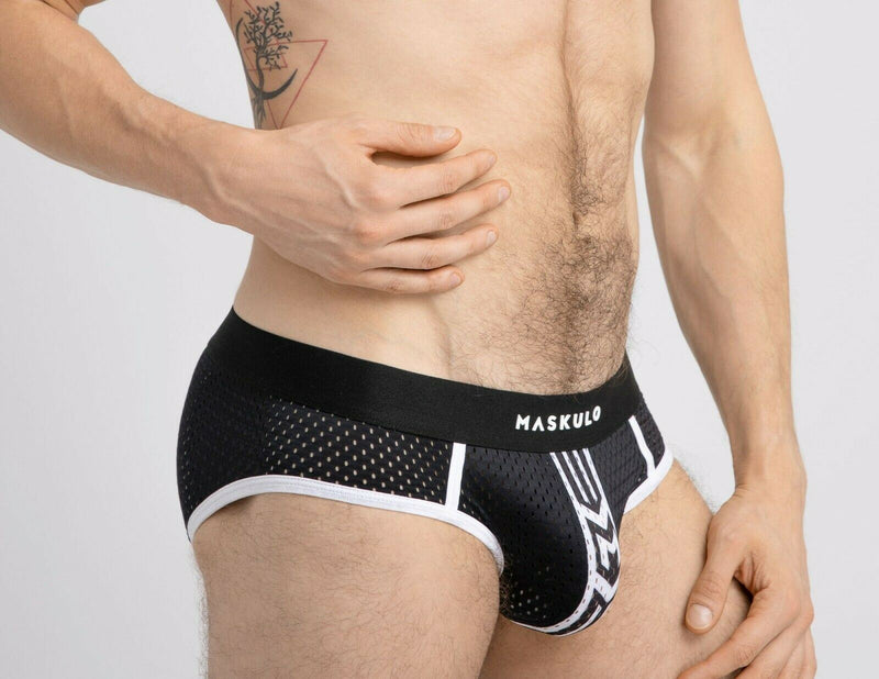 MASKULO Mesh Briefs Classic Brief Style Breathable White BR074-80 13 - SexyMenUnderwear.com