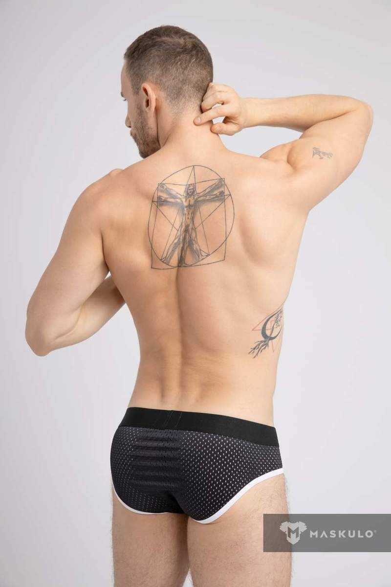 MASKULO Mesh Briefs Classic Brief Style Breathable White BR074-80 13 - SexyMenUnderwear.com