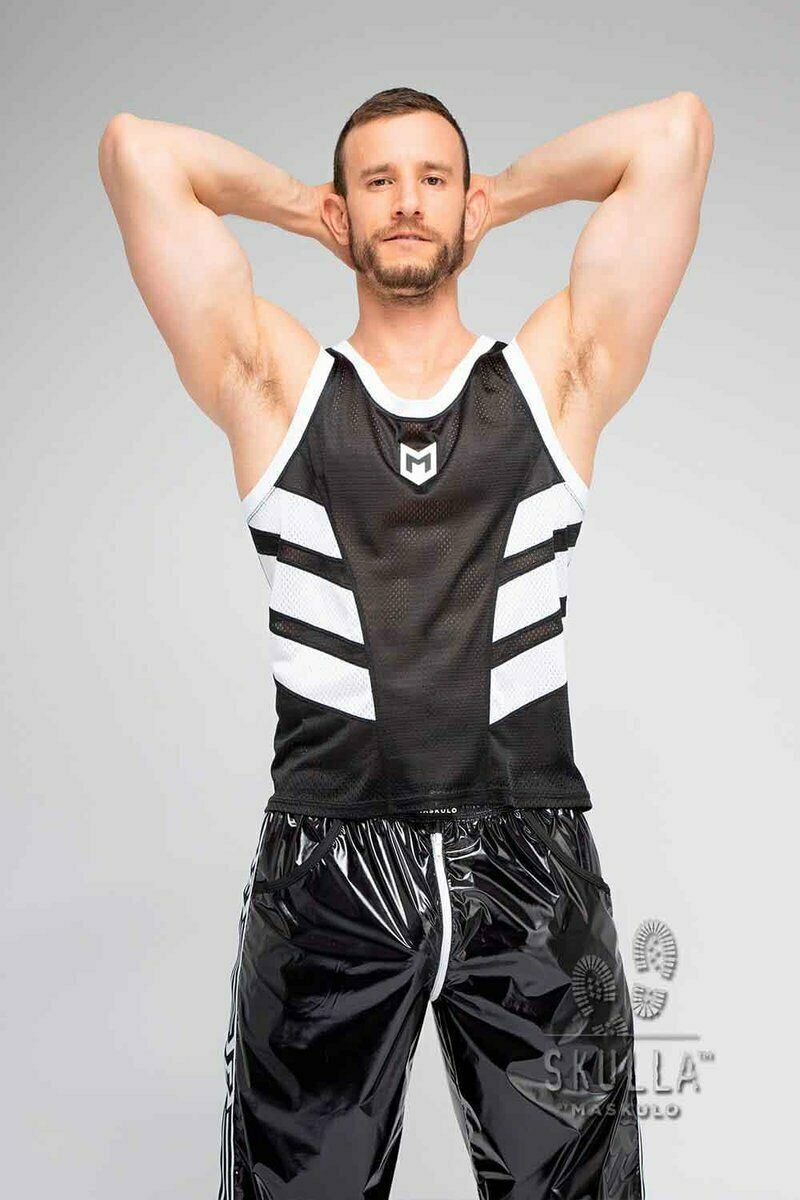 MASKULO Mesh Tank Top Skulla Sportswear Tanktop White TP071-80 29 - SexyMenUnderwear.com