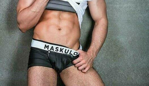 MASKULO Rubber Look Boxer Trunk Detachable Pouch Back Zipper Short TR22-90 22 - SexyMenUnderwear.com