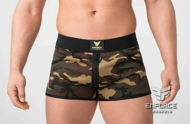 MASKULO Short EnForce Two-sided Zipper Camouflage Shorts Boxer Mesh SH131 18 - SexyMenUnderwear.com