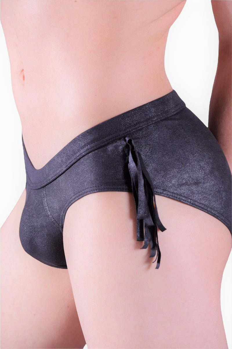 MEDIUM Gregg Homme Fringed Brief Charcoal MX5 9 - SexyMenUnderwear.com