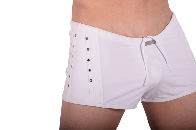Medium Gregg Homme LURE Swim Boxer Leather-Look White 131105 139 - SexyMenUnderwear.com