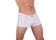 Medium Gregg Homme LURE Swim Boxer Leather-Look White 131105 139 - SexyMenUnderwear.com