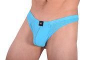 MEDIUM Gregg Homme Thong Drive Italian Mesh Aqua 142604 101 - SexyMenUnderwear.com