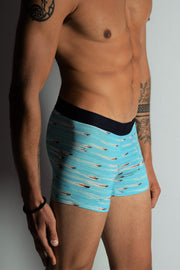 MEDIUM HOM Boxer Homme GEORGE Turquoise 1 - SexyMenUnderwear.com