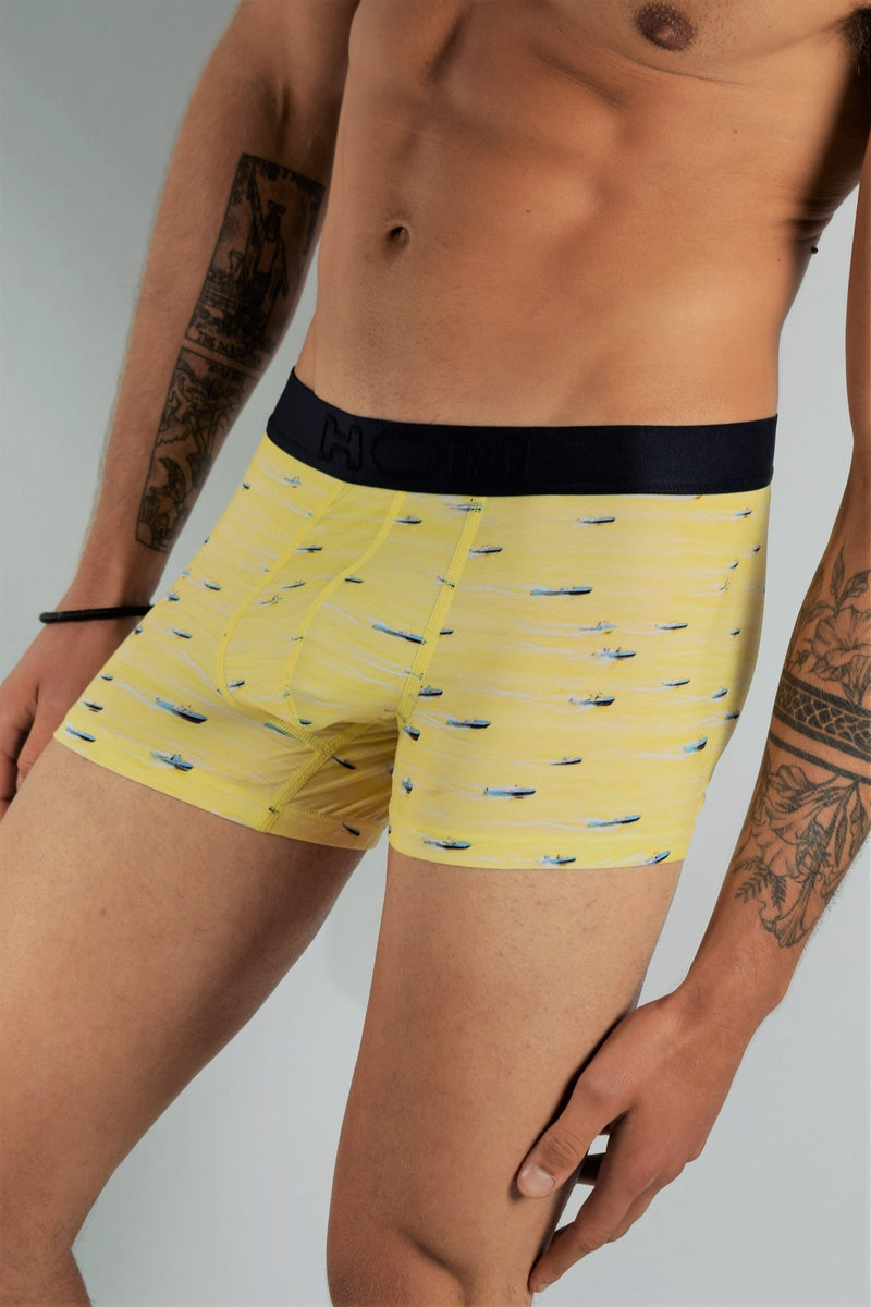 MEDIUM HOM Boxer Homme GEORGE Yellow - SexyMenUnderwear.com