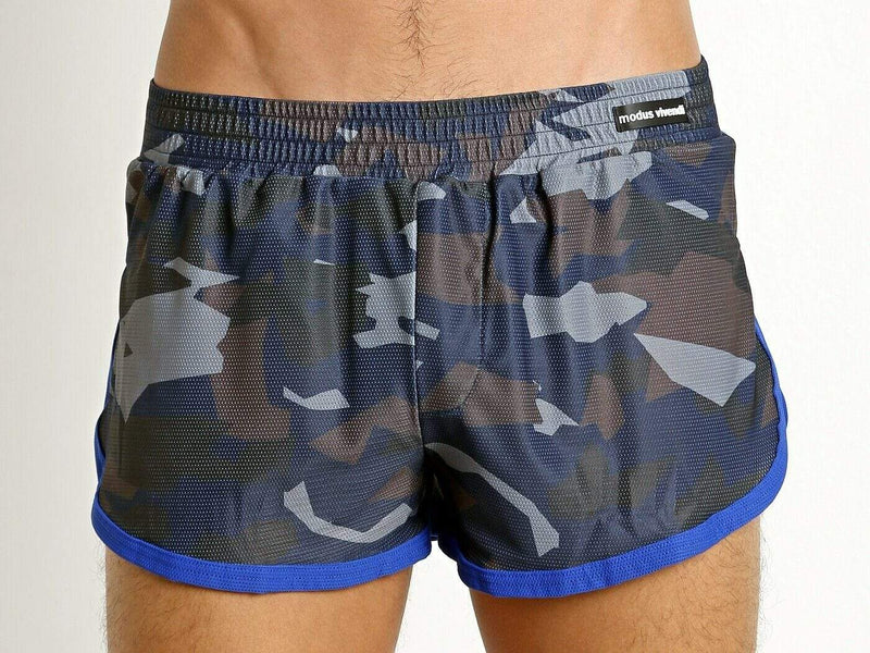 MEDIUM Modus Vivendi Swimwear Camo Jogging Cut Swim-Short Blue S1722 38 - SexyMenUnderwear.com