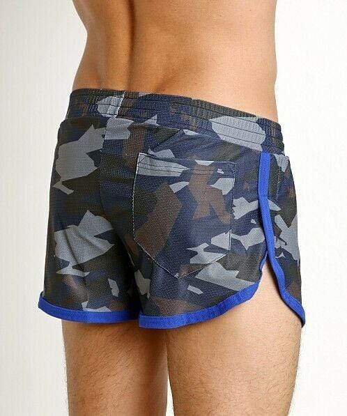 MEDIUM Modus Vivendi Swimwear Camo Jogging Cut Swim-Short Blue S1722 38 - SexyMenUnderwear.com