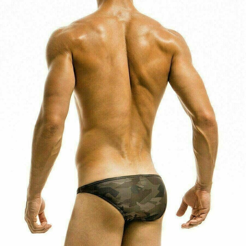 MEDIUM Modus Vivendi Swimwear Camo Low Cut Swim-Brief Khaki S1711 17 - SexyMenUnderwear.com