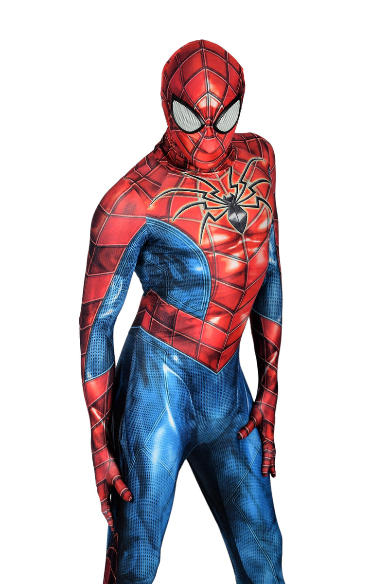 Men Spiderman Blue Jumpsuit Delux Cosplay Costume 3102  1
