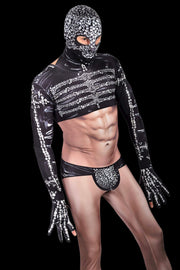 Men Stretchy Body Suit Hood and Touchscreen friendly gloves S/M 3106 2