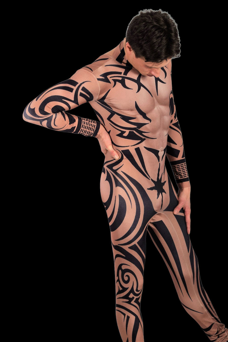 Men Stretchy Body suit Tattooed Boy  S/M 3108 2
