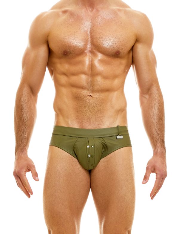 Modus Vivendi Bottomless Briefs Leather Legacy Open Back Brief Khaki 11113 56 - SexyMenUnderwear.com