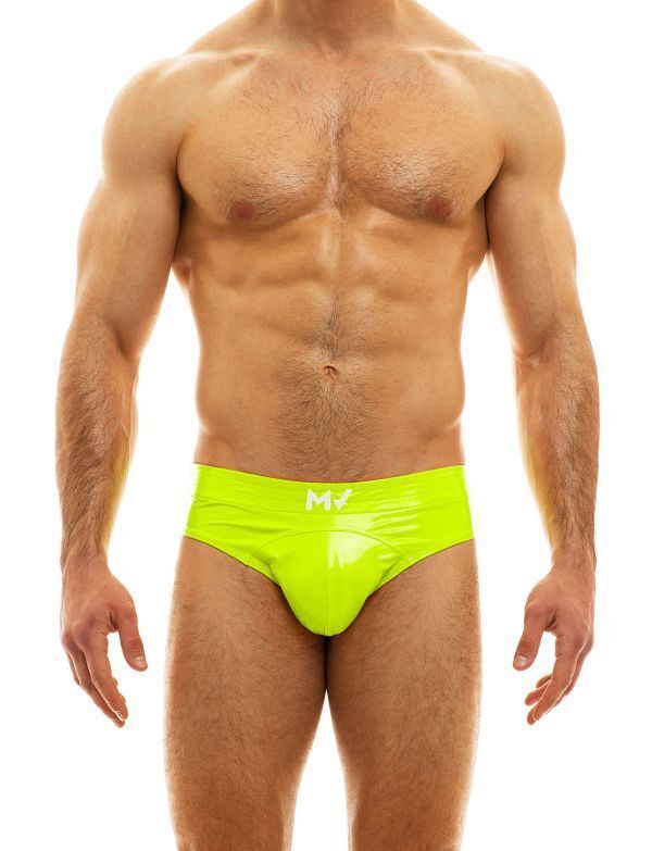 MODUS VIVENDI Bottomless Viral Vinyl Jockstrap Combo Neon Yellow 08014 - SexyMenUnderwear.com