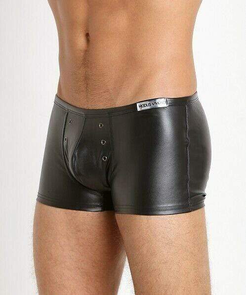 Modus Vivendi Boxer Leather-Look Fetish UnderGear Press Studs Black 20522 15 - SexyMenUnderwear.com