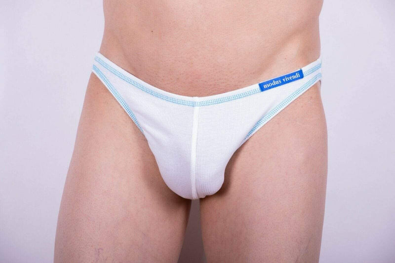 Modus Vivendi Brief Flash Slip Low Cut Cotton Briefs White 23511 21B - SexyMenUnderwear.com