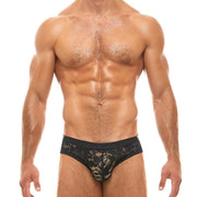 Modus Vivendi Brief Floral Lace Classic Semitransparent Briefs Black 04113 48 - SexyMenUnderwear.com
