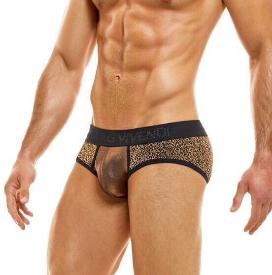 Modus Vivendi Brief King Cheetah Jaquard Knitted Briefs Rose Gold 13115 25 - SexyMenUnderwear.com