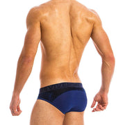 Modus Vivendi Brief Wolf Line Luxury Soft Velvet Fabric Blue 18812 83 - SexyMenUnderwear.com
