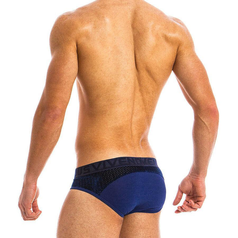 Modus Vivendi Brief Wolf Line Luxury Soft Velvet Fabric Blue 18812 83 - SexyMenUnderwear.com