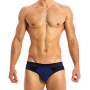 Modus Vivendi Brief Wolf Line Luxury Soft Velvet Fabric Blue 18812 83 - SexyMenUnderwear.com